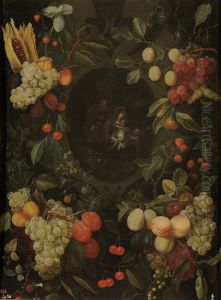 Garland of fruits with the Holy Family