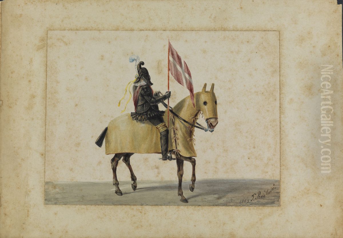 (Capitao das guardas no cortejo de Sao Jorge) Oil Painting by Jose dos Reis Carvalho