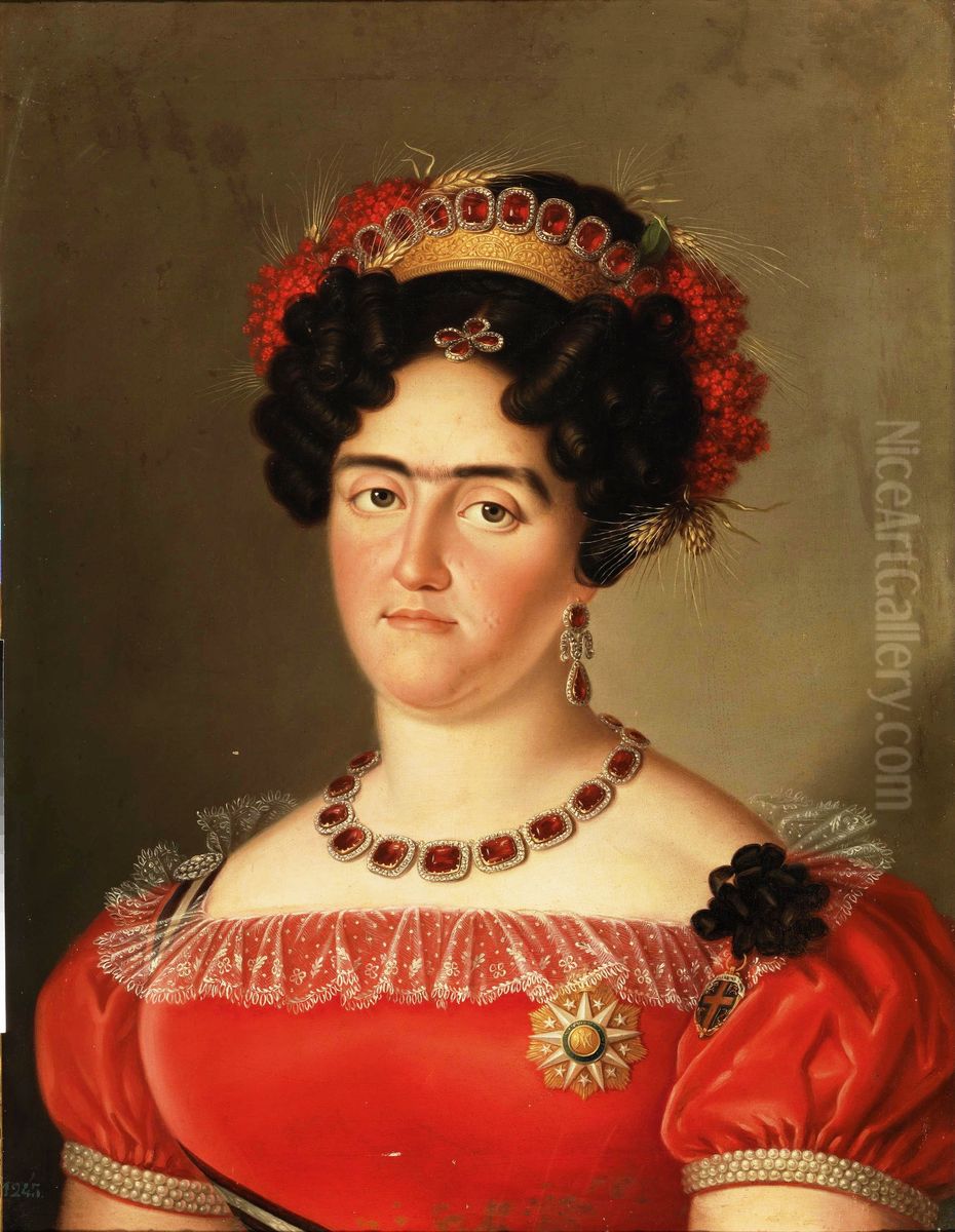 Maria Francisca de Braganza Oil Painting by Luis de la (El Canario) Cruz y Rios
