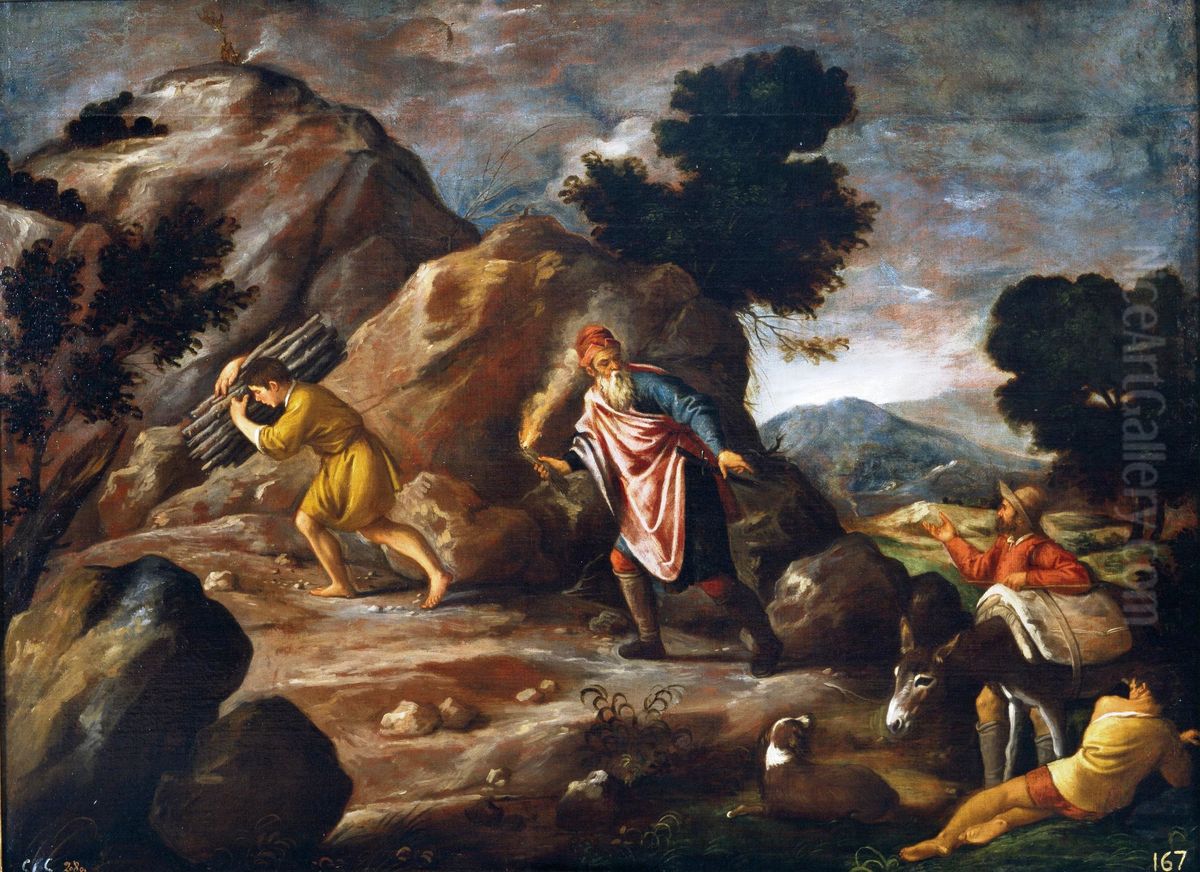 Abraham e Isaac camino del sacrificio Oil Painting by Pedro Orrente