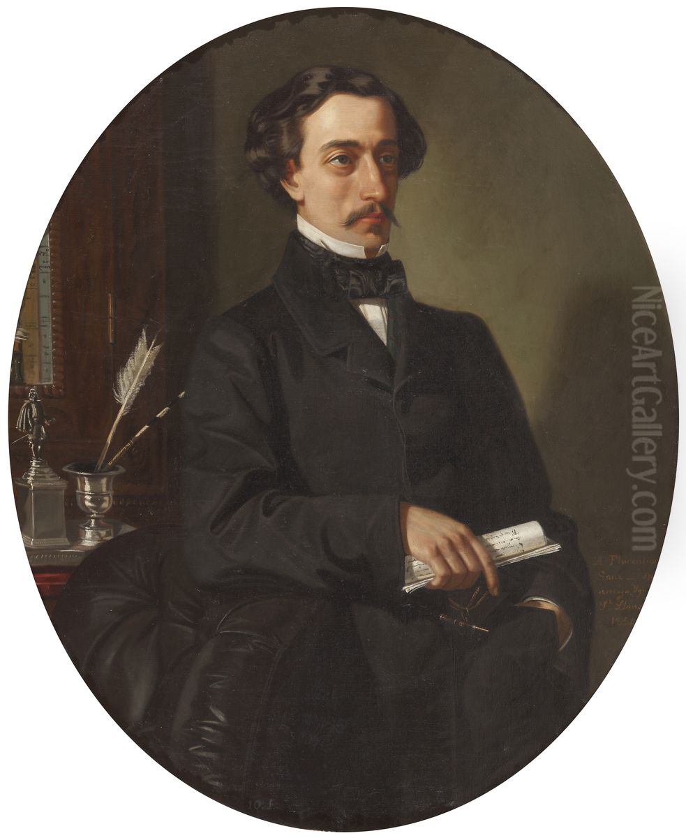 Eulogio Florentino Sanz Oil Painting by Ignacio Suarez Llanos