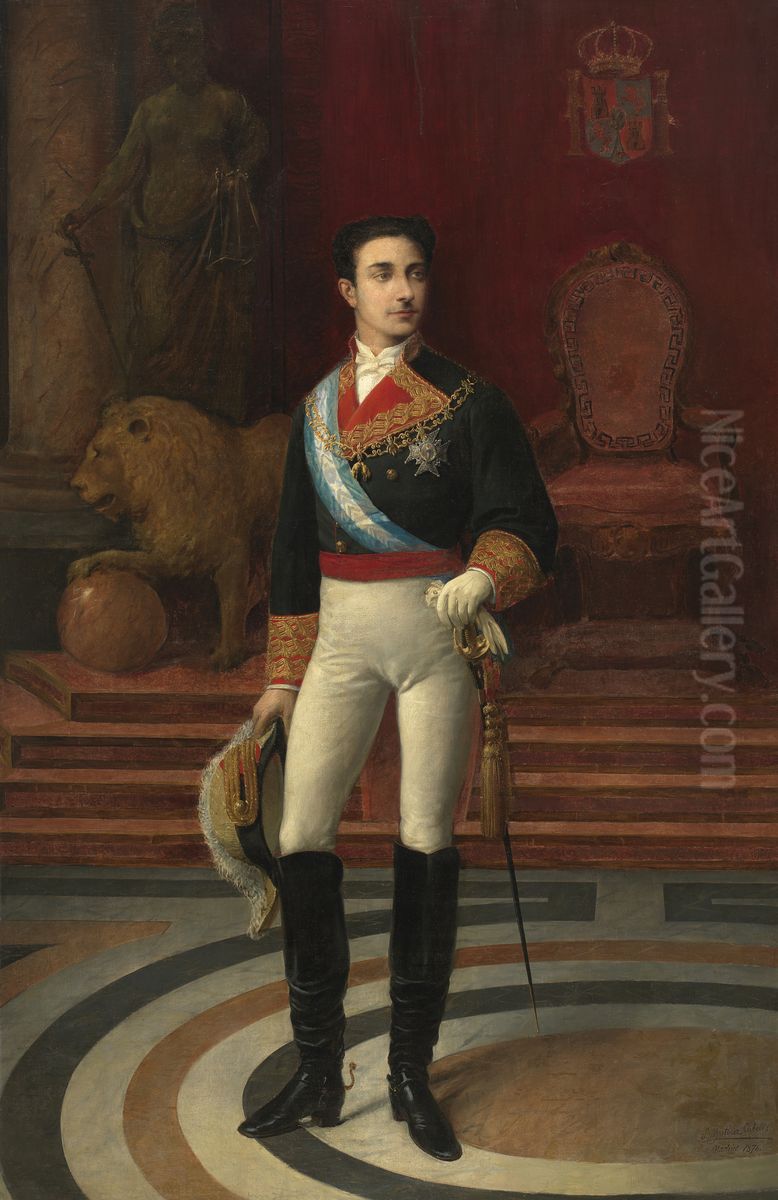 Retrato del rey Alfonso XII Oil Painting by Salvador Martinez Cubells