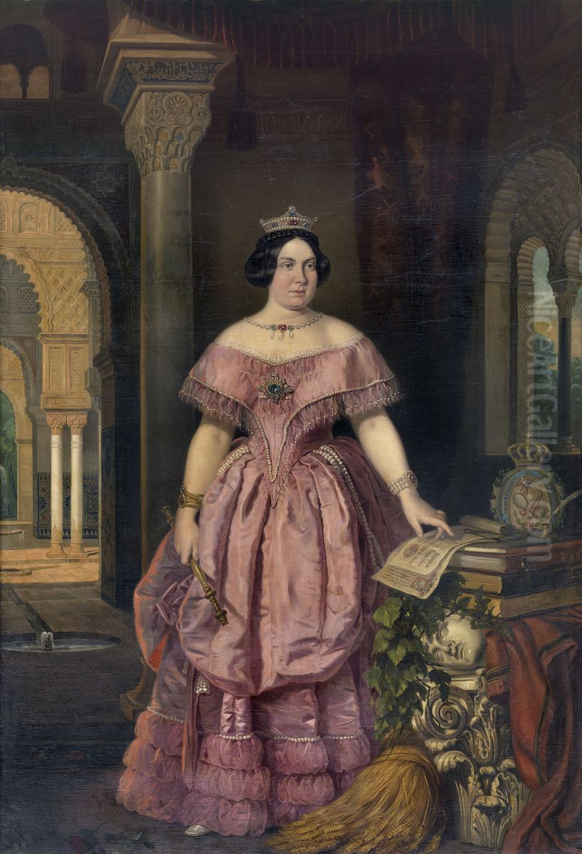 Isabel II de Espana Oil Painting by Jose Galofre Y Coma