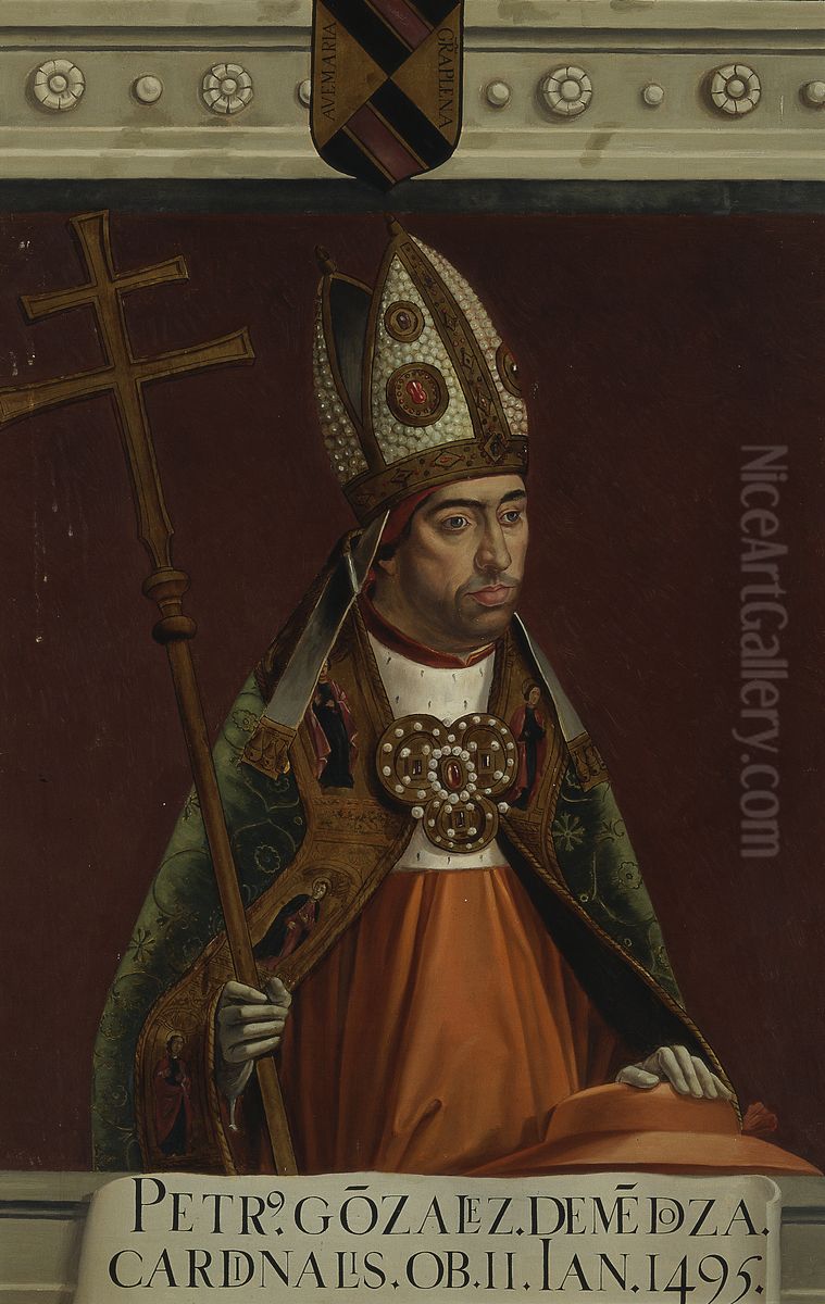 El cardenal Pedro Gonzalez de Mendoza Oil Painting by Matias Moreno