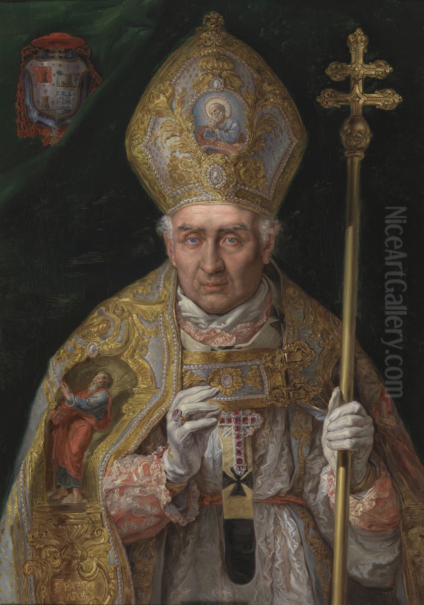 El cardinal Pedro Inguanzo Rivero Oil Painting by Matias Moreno