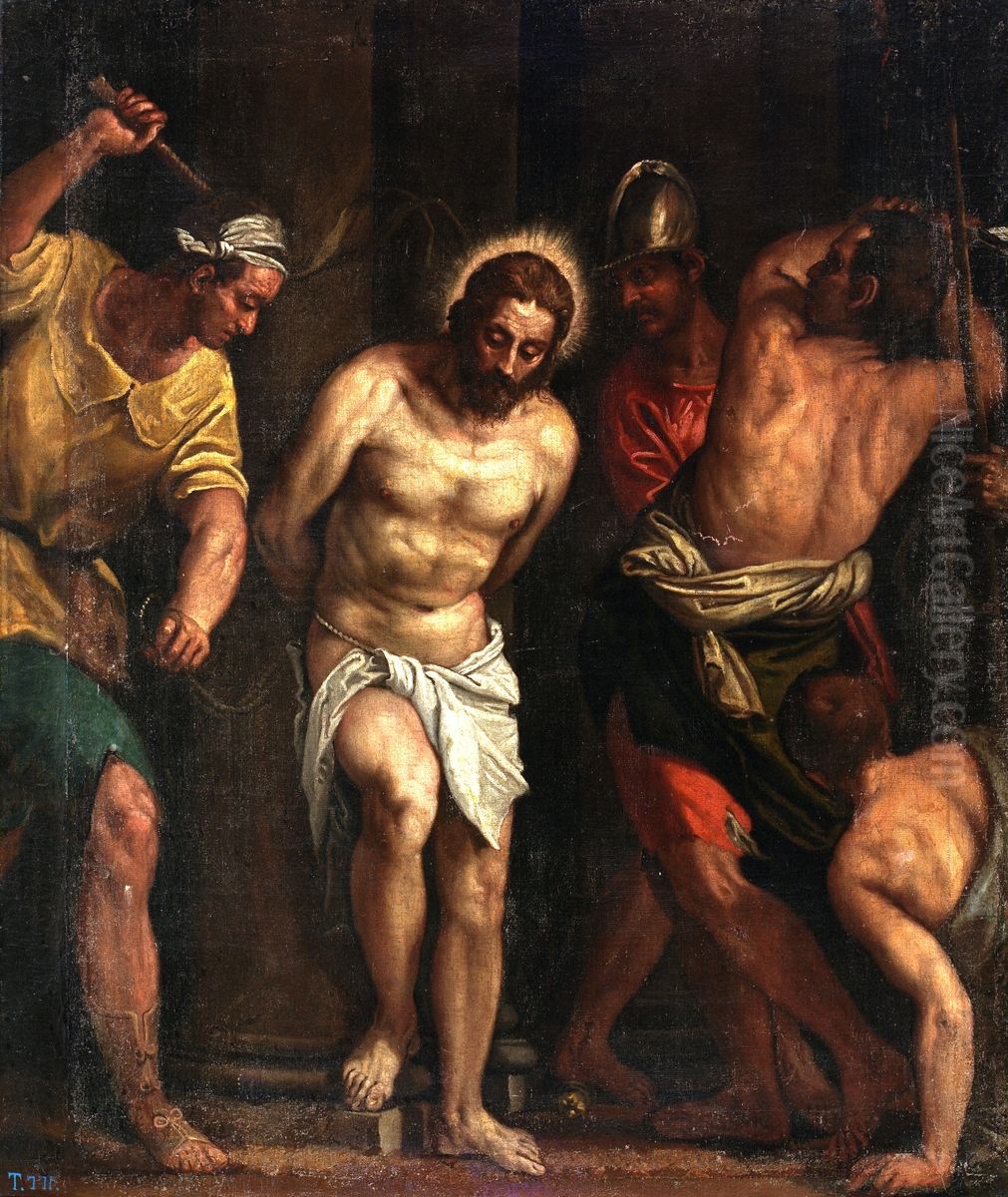 La Flagelacion o Cristo atado a la Columna Oil Painting by Palma il Giovane