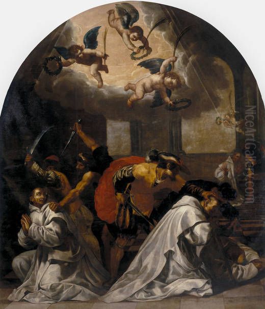 The Martyrdom of Four Monks at the Roermond Charterhouse Oil Painting by Vincenzo Carducci