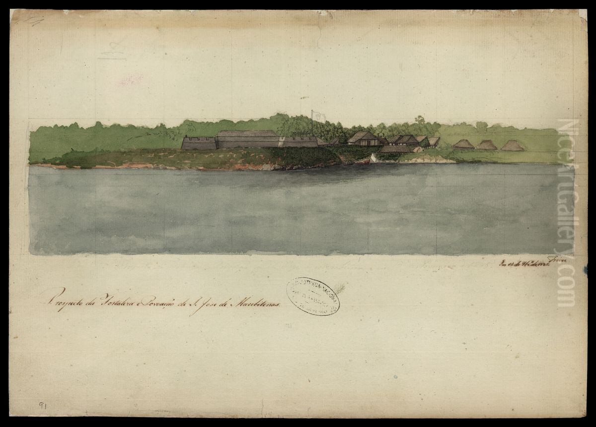Prospecto da Fortaleza e Povoacao de S.Jose de Marebitenas Oil Painting by Jose Joaquim Freire