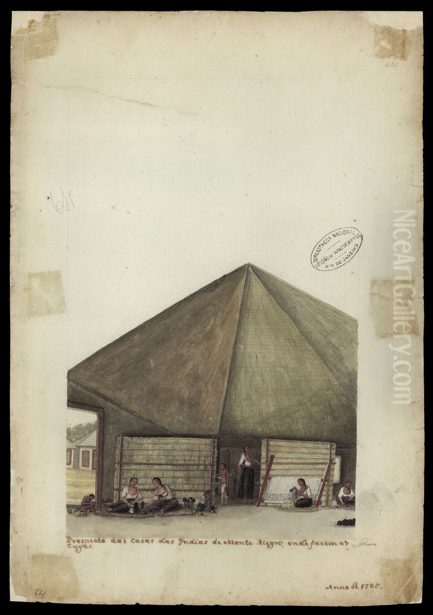 Prospecto das casas das indias de Monte-Alegre, onde fazem as cuias Oil Painting by Jose Joaquim Freire