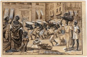 Scene de la Rua Direita. Negres porteurs de caffe - Negresses affranchies Negre affranchi - Voyageur affricain