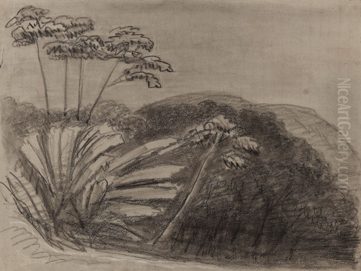 Sloth Trees - Bananas e Mangos by dusk - The Spot - 19th November 1854 Oil Painting by Marguerite Tollemache
