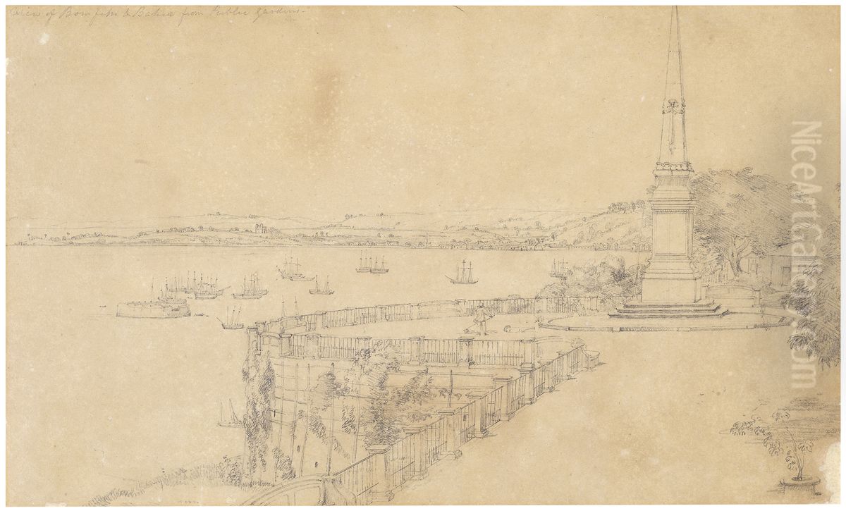 View of bonfim from public gardens at Bahia Oil Painting by Charles Landseer