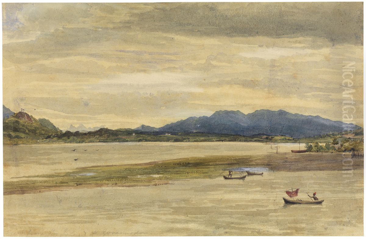 View of coast from Isle de Governador Oil Painting by Charles Landseer