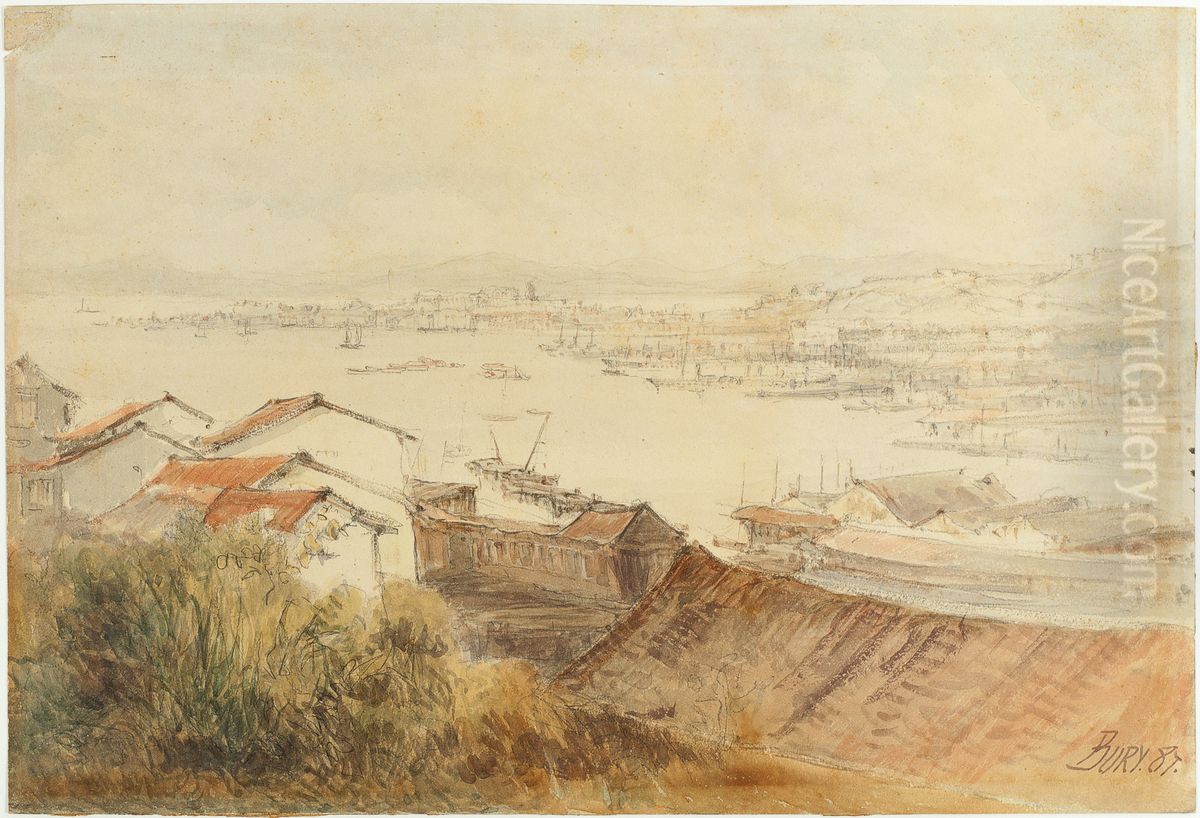 Vista de Niteroi sobre o porto do Rio de Janeiro Oil Painting by J. Bury