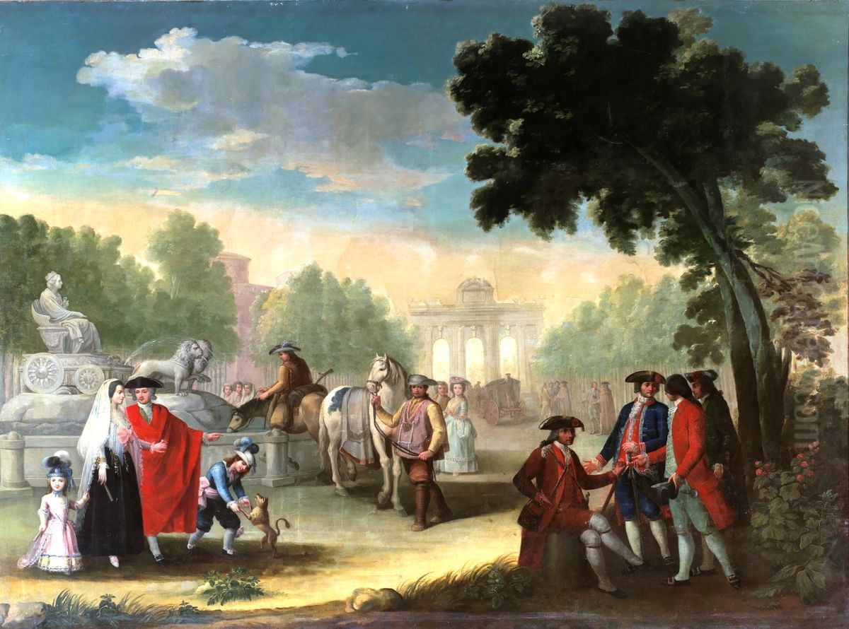 La Puerta de Alcala vista desde la Cibeles Oil Painting by Gines Andres de Aguirre