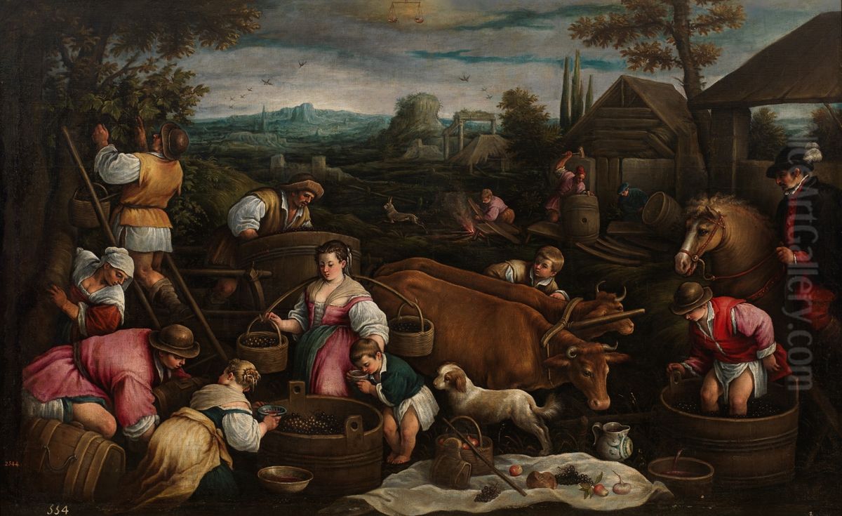 Septiembre (Libra) Oil Painting by Francesco Bassano the Younger