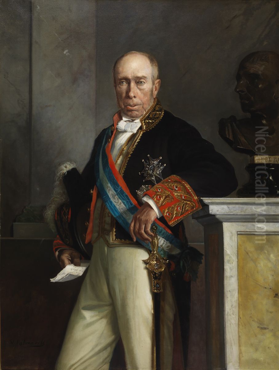 Antonio Alcala Galiano ministro de Fomento Oil Painting by Vicente Palmaroli