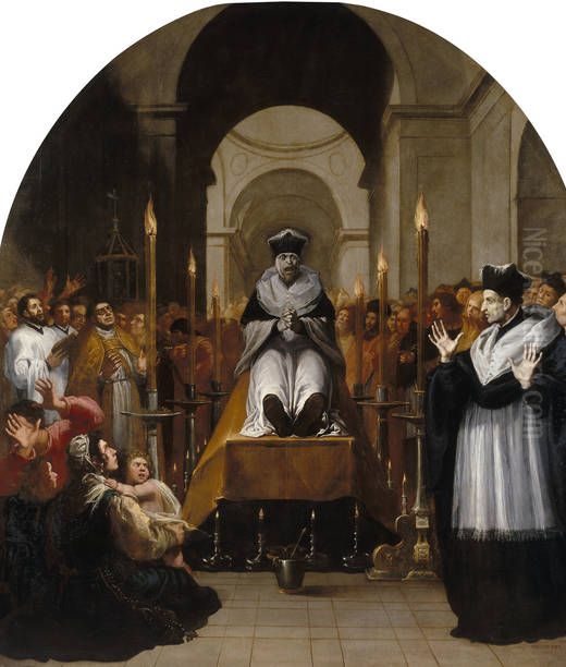 Saint Bruno's Conversion before the Body of Diocres Oil Painting by Vincenzo Carducci