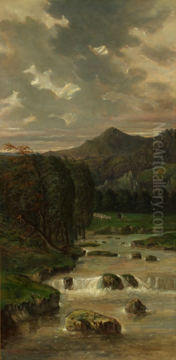 Paisaje con rio Oil Painting by Ceferino Araujo