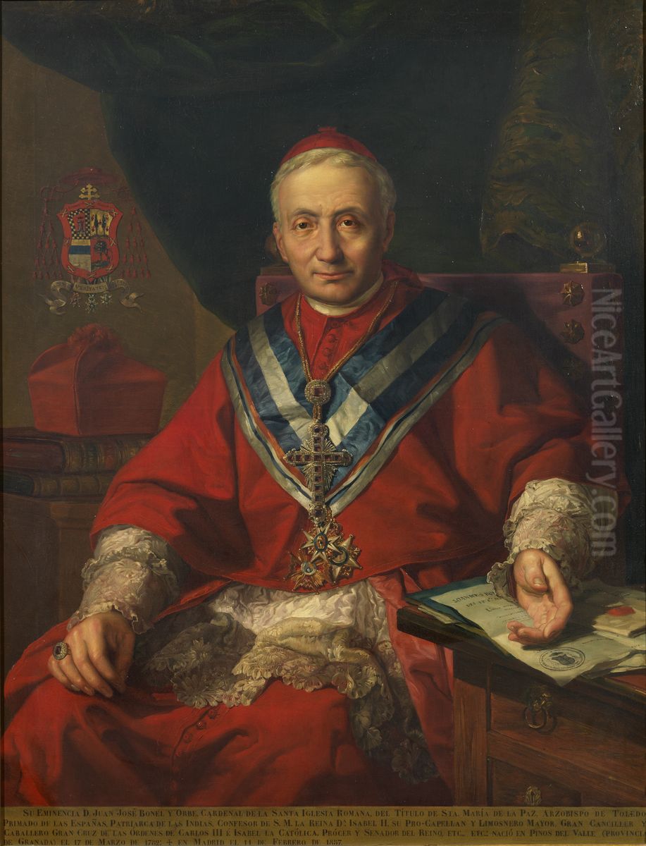 El cardenal Juan Jose Bonel y Orbe Oil Painting by Bernardo Lopez Piquer