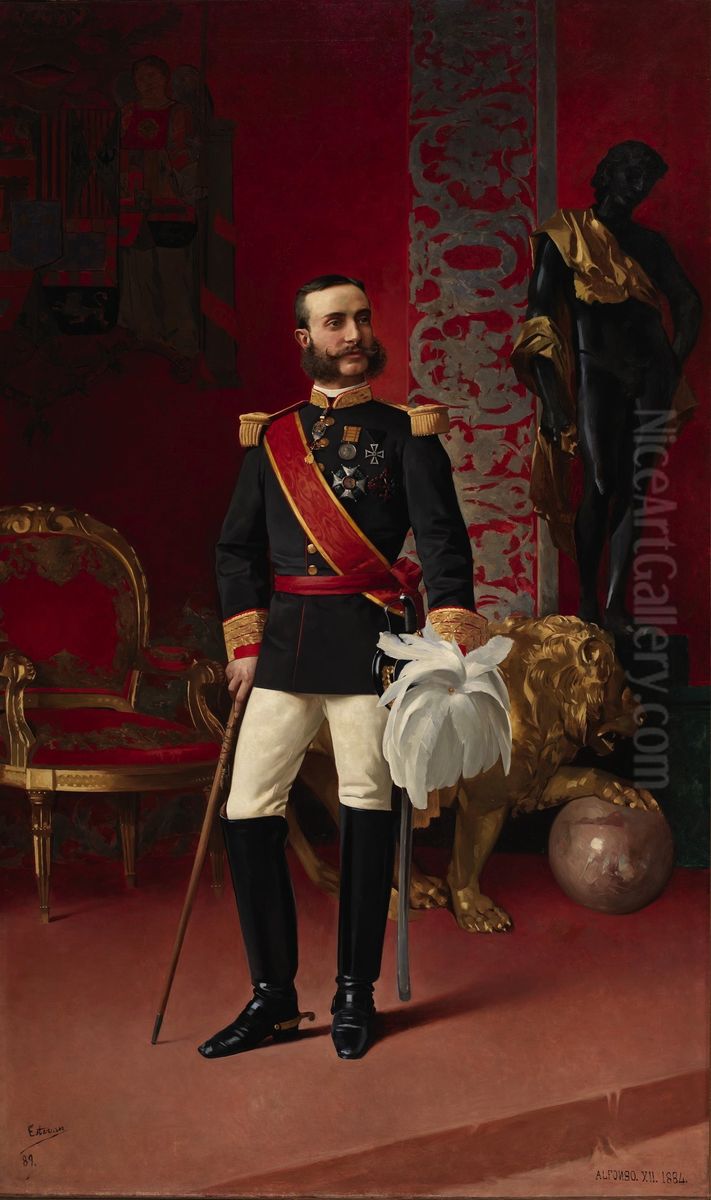 El rey Alfonso XII de Espana Oil Painting by Enrique Estevan Y Vicente