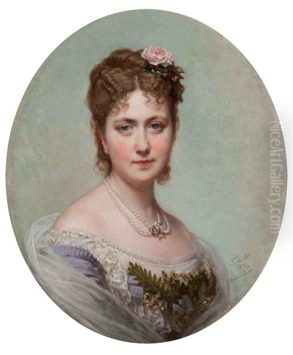 Retrato de Elisa Tapia y Parrella, esposa del banquero y politico Adolfo Bayo, Consejero del Banco de Espana. Oil Painting by Federico de Madrazo y Kuntz