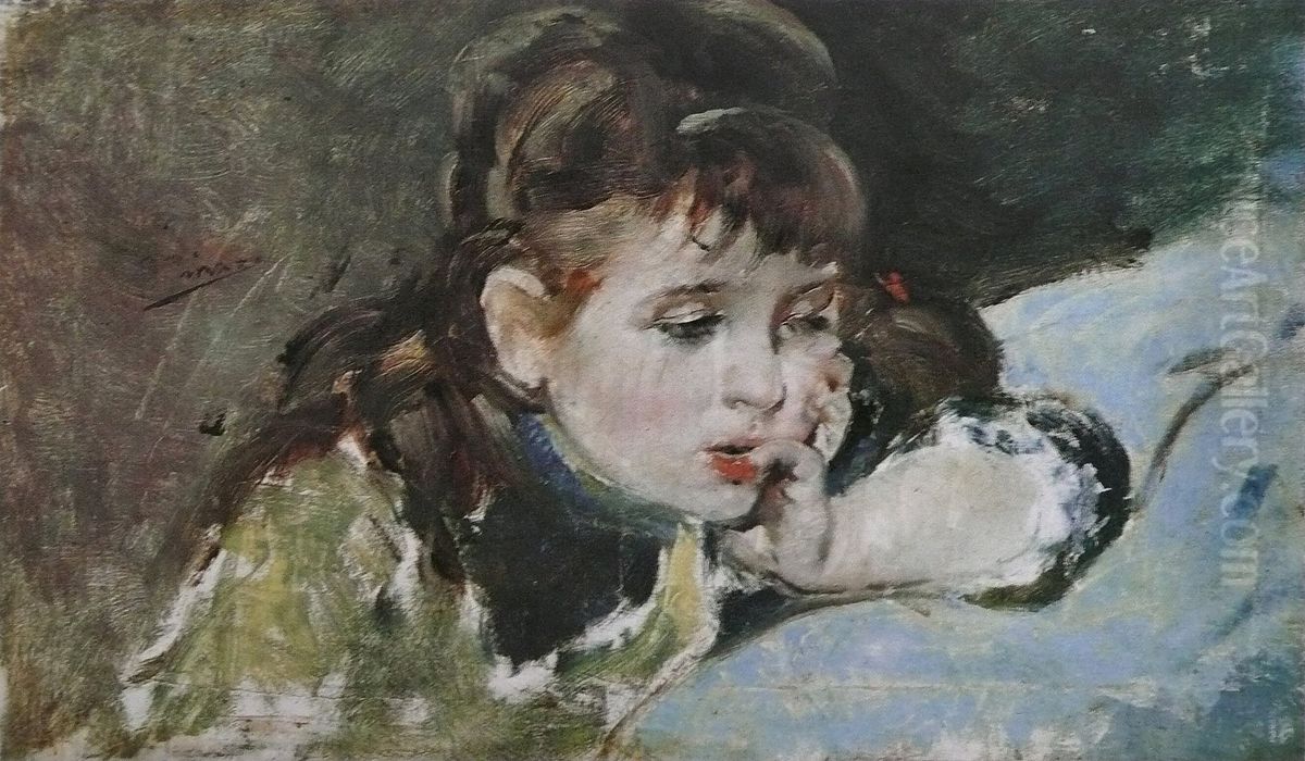 Nina Oil Painting by Ignacio Pinazo Camarlench