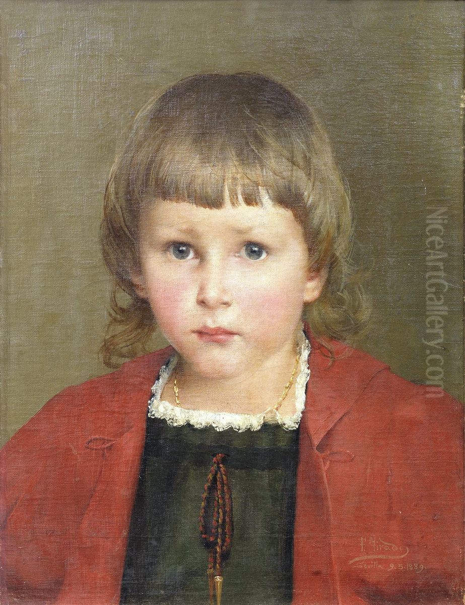 Retrato de nino rubio Oil Painting by Fernando Tirado Y Cardona