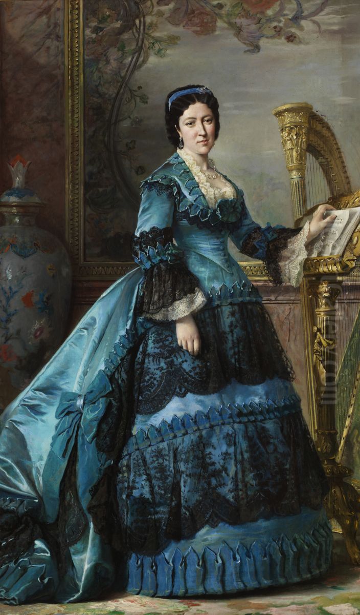 Maria de los Dolores Collado y Echague, duquesa de Bailen Oil Painting by Vicente Palmaroli