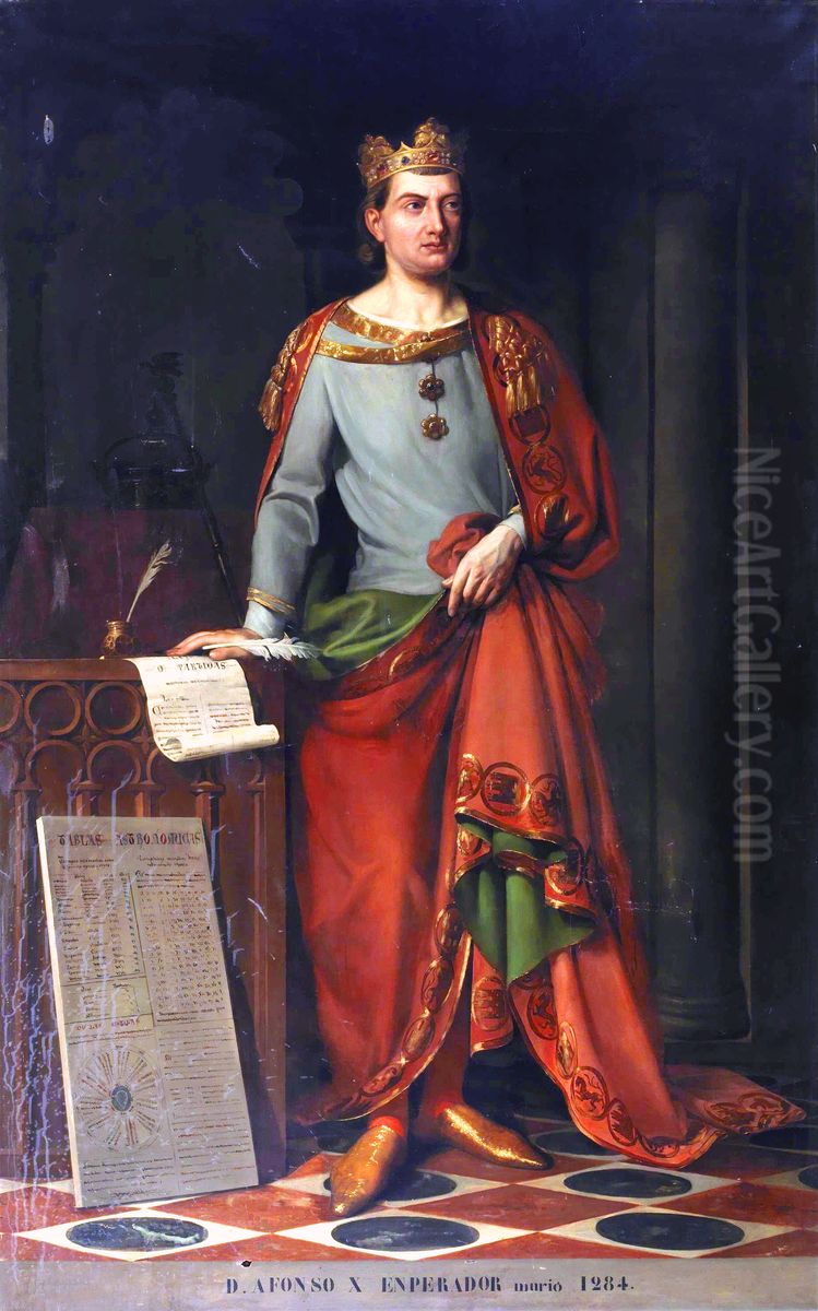 El rey Alfonso X el Sabio Oil Painting by Eduardo Gimeno y Canencia