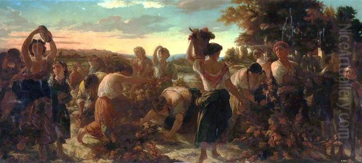 La vendimia Oil Painting by Jose Marti y Monso