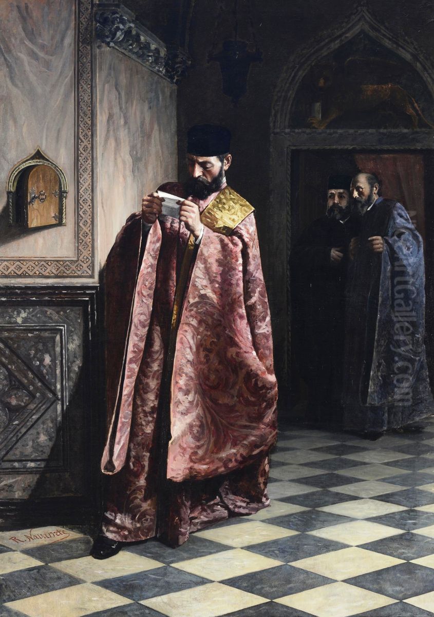 La delacion secreta en la Republica de Venecia Oil Painting by Ricardo Maria Navarrete Fos