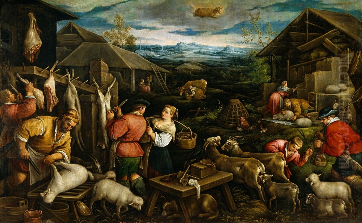 Abril (Tauro) Oil Painting by Francesco Bassano the Younger