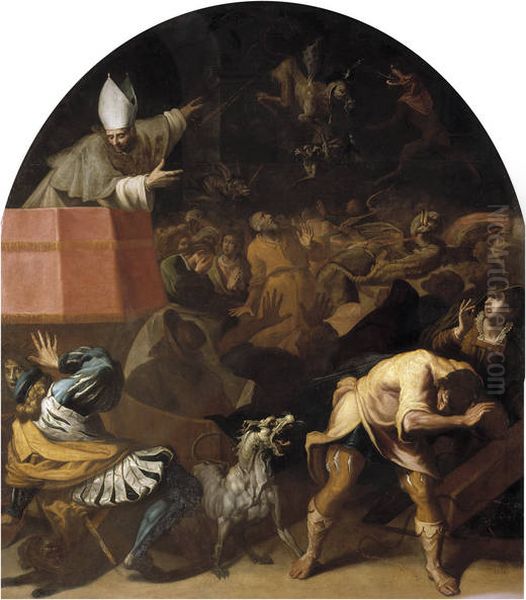Stephen of Chatillon Bishop of Die Preaching to the People Oil Painting by Vincenzo Carducci