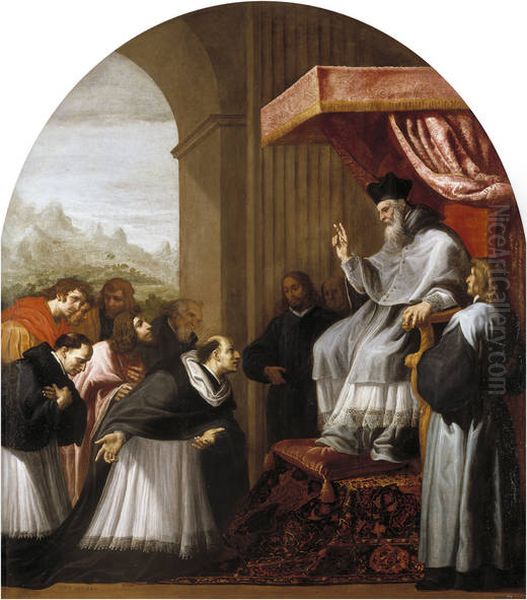 Saint Bruno and his Six Companions Visit Saint Hugo Oil Painting by Vincenzo Carducci