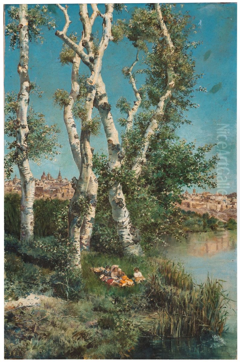 Paisaje de las afueras de la ciudad de Toledo Oil Painting by Ricardo Arredondo Calmache