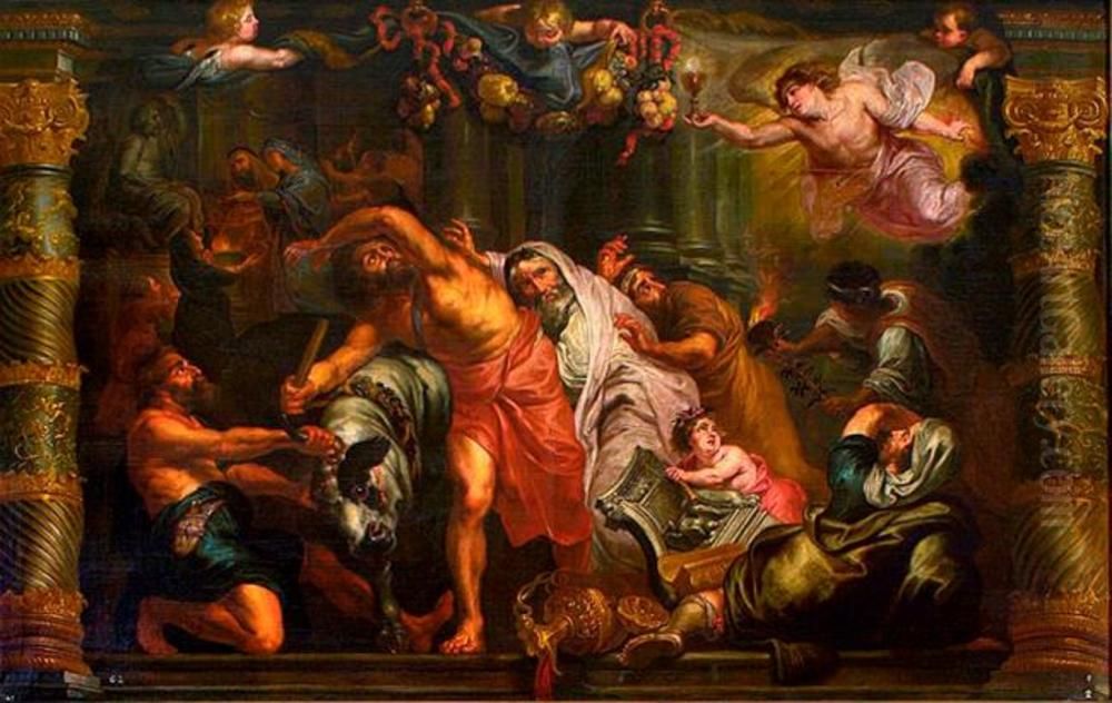 The Eucharist overcoming pagan sacrifices Oil Painting by David Teniers III