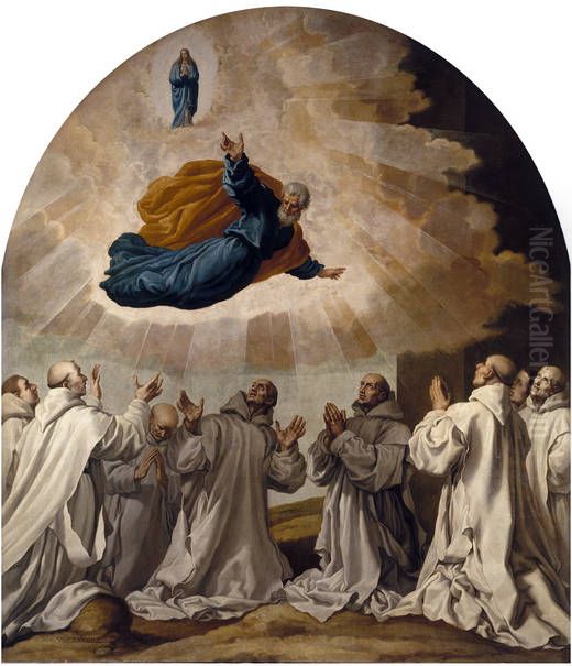 The Virgin Mary and Saint Peter Appear to the First Carthusians Oil Painting by Vincenzo Carducci