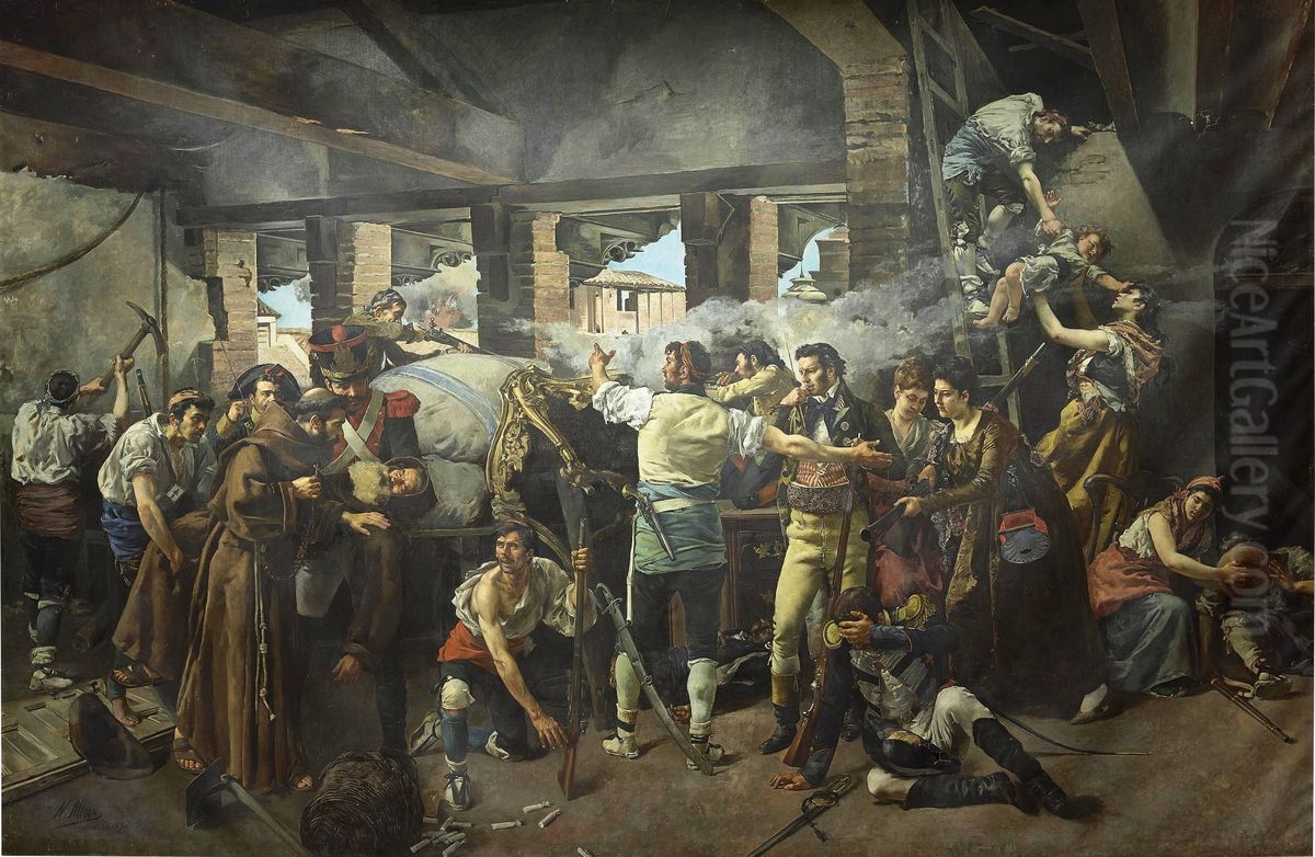 Defensa del Convento de Santa Engracia de Zaragoza, 1809 Oil Painting by Nicolas Megia