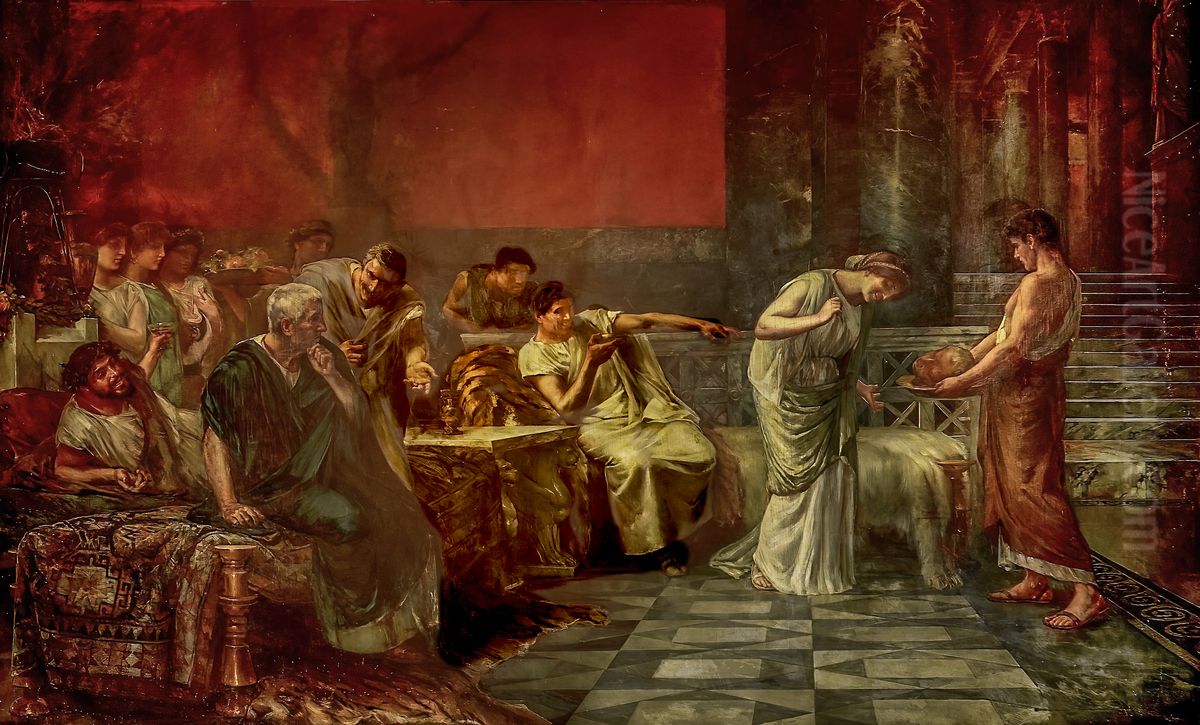 Fulvia y Marco Antonio, o La venganza de Fulvia Oil Painting by Francisco Maura Y Montaner