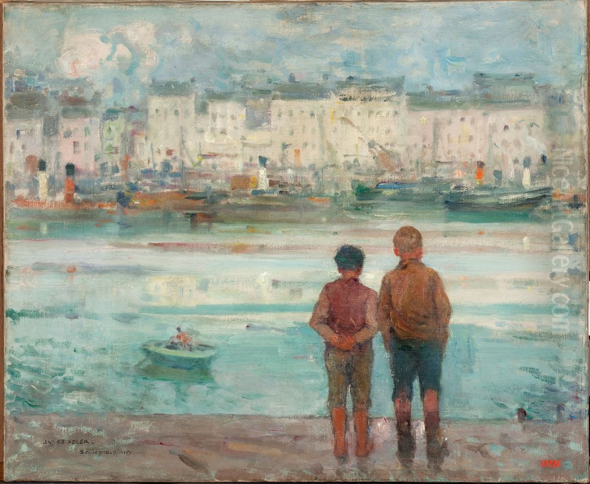 El muelle de Boulogne-sur-Mer Oil Painting by Jules Adler