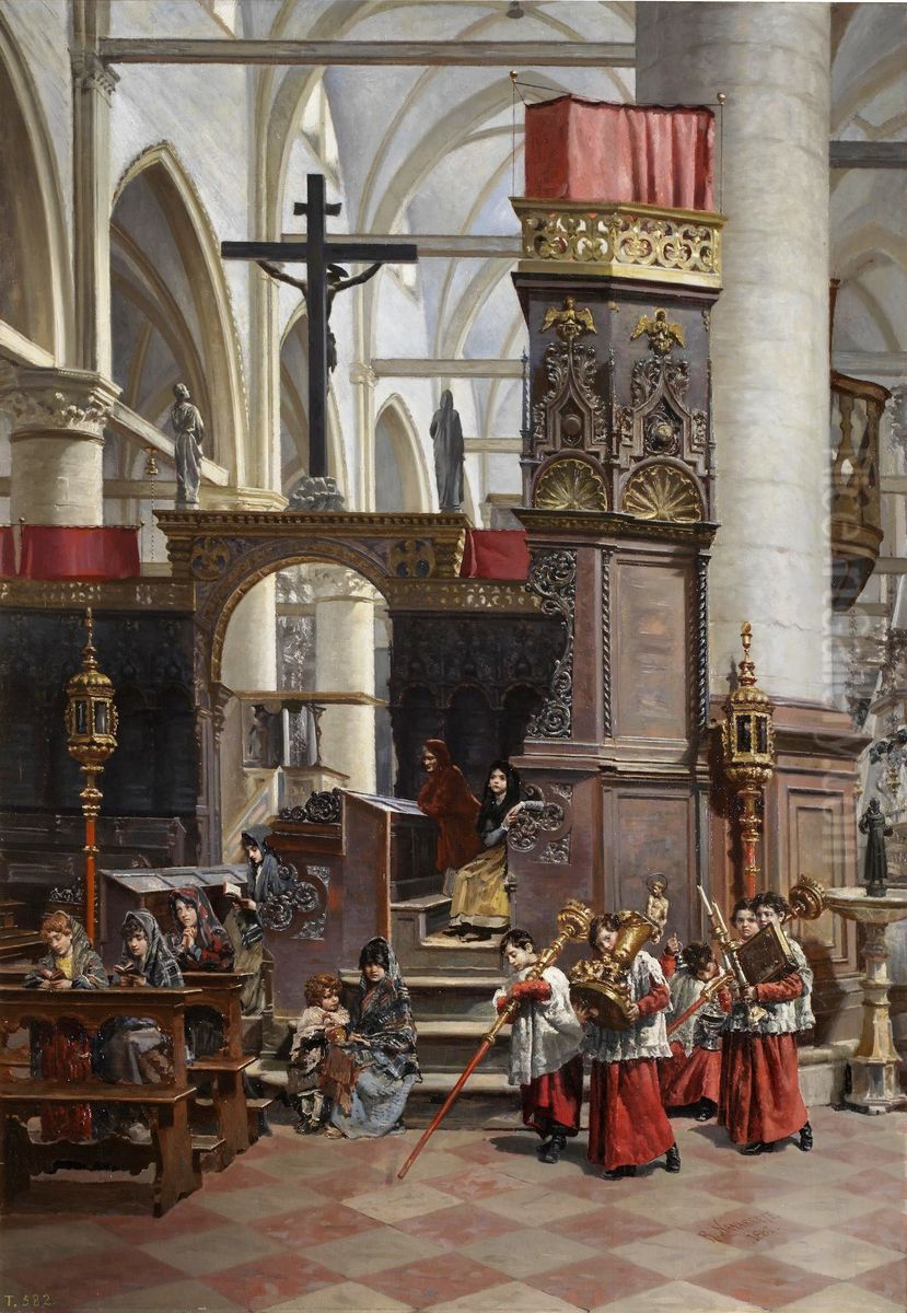 En la iglesia dei Frari de Venecia Oil Painting by Ricardo Maria Navarrete Fos