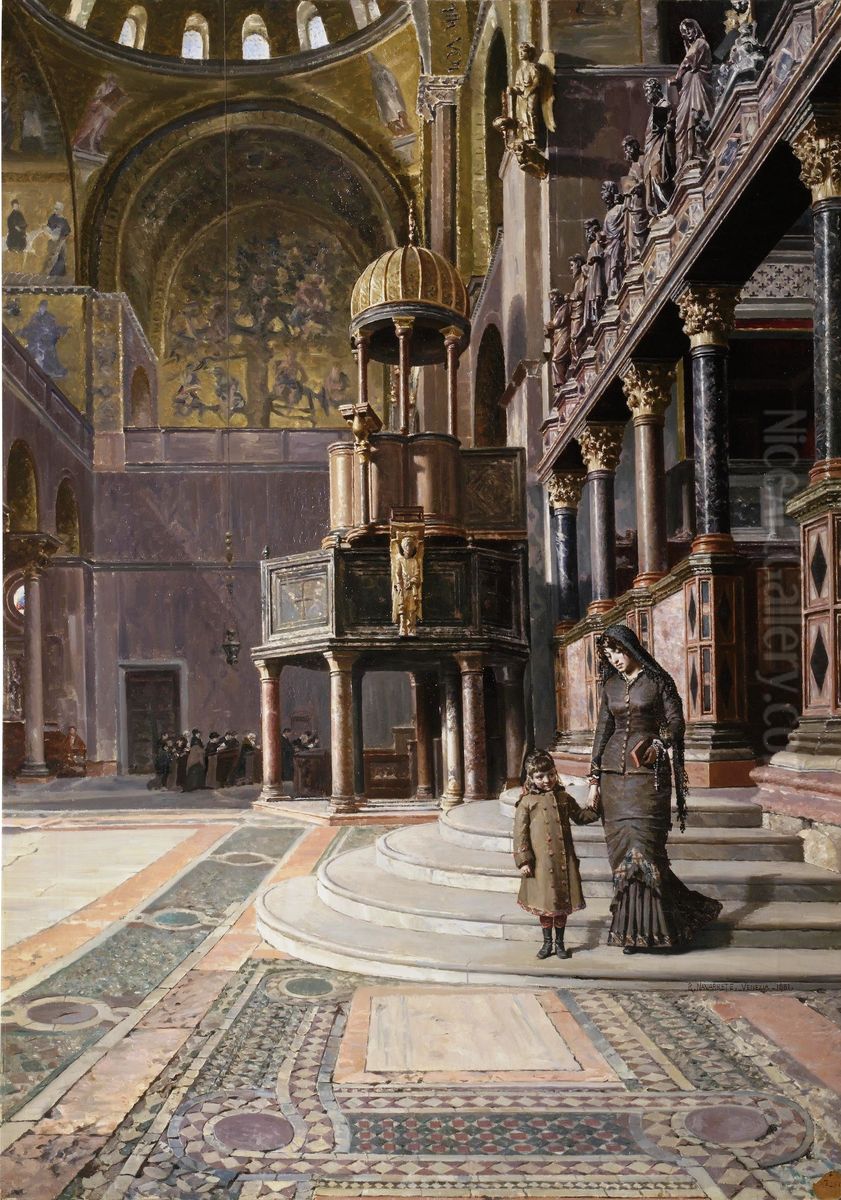 En la basilica de San Marcos de Venecia Oil Painting by Ricardo Maria Navarrete Fos