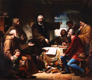 Cristobal Colon en el convento de la Rabida