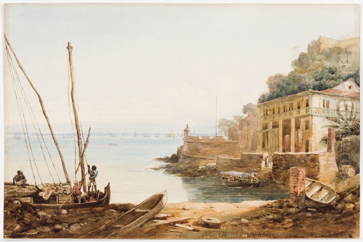 Gamboa landing Bahia Oil Painting by William Gore Ouseley