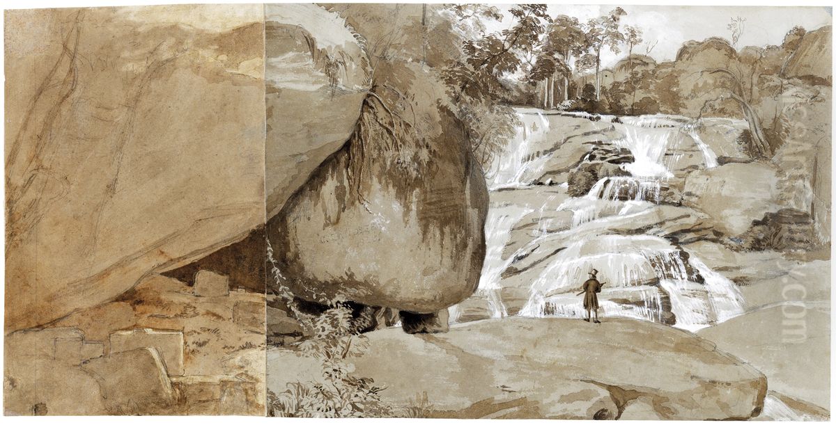 Great waterfall at Tejuca Oil Painting by Charles Landseer