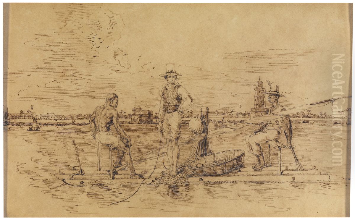 Jangada of Pernambuco Oil Painting by Charles Landseer