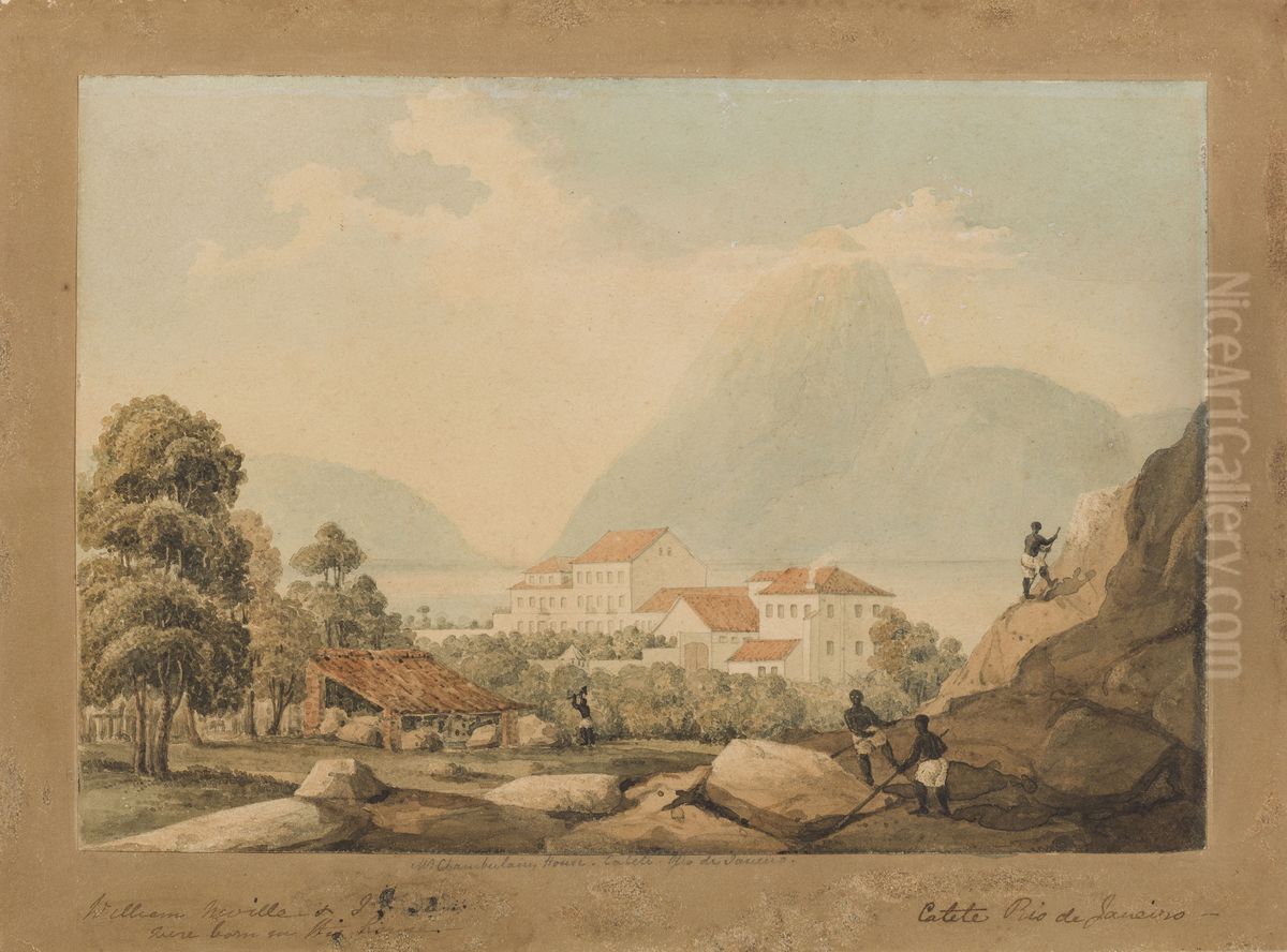 M. Chamberlains House. Catete. Rio de Janeiro Oil Painting by Sir Henry Chamberlain, 2nd Baronet