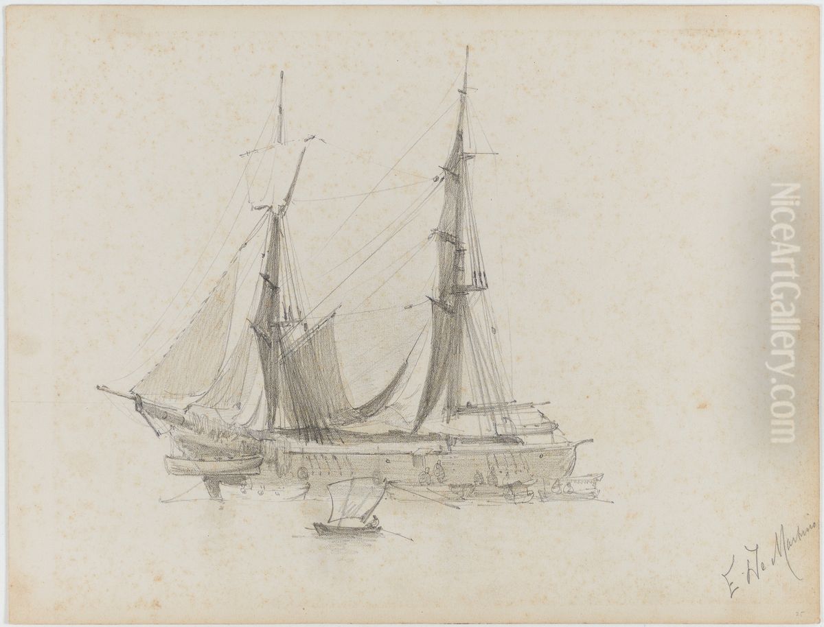 Navio Oil Painting by Eduardo de Martino