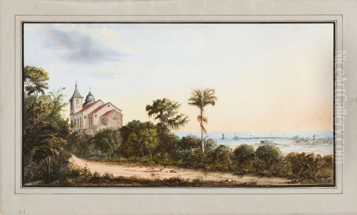 Paisagem com igreja (atribuido) Oil Painting by Brasiliana Iconografica
